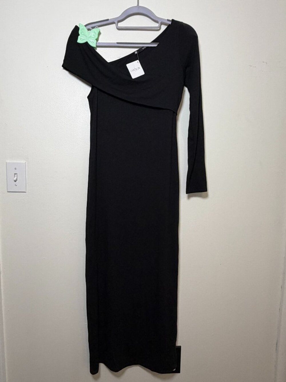 NEW Krisa Black One Sleeve Maxi Dress Size Small Casual Evening Gown Made in USA